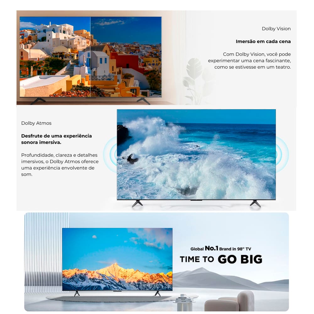 A Smart TV 4K da TCL conta com um painel LED e o sistema operacional Google TV, ela proporciona uma experiência mais fluida, melhores recomendações de conteúdo e diversas funções adicionais.