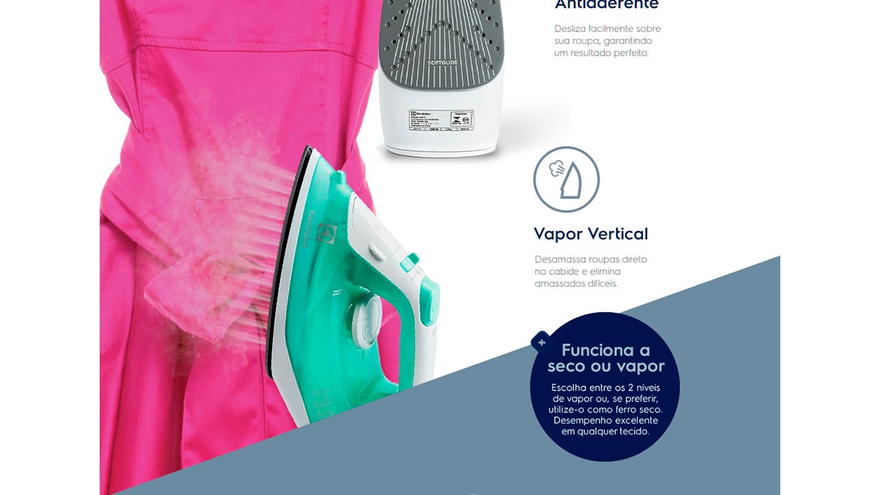 Ferro de Passar a Vapor Electrolux Easyline SIE70 Verde