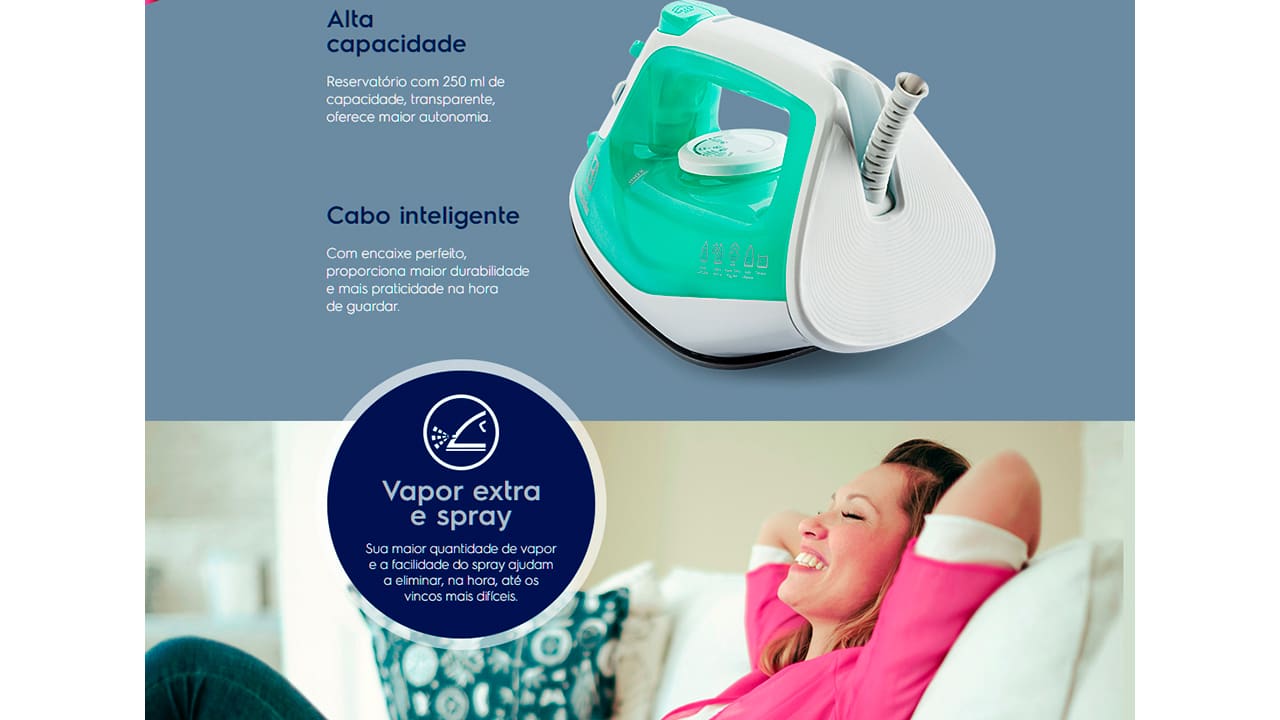 Ferro de Passar a Vapor Electrolux Easyline SIE70 Verde