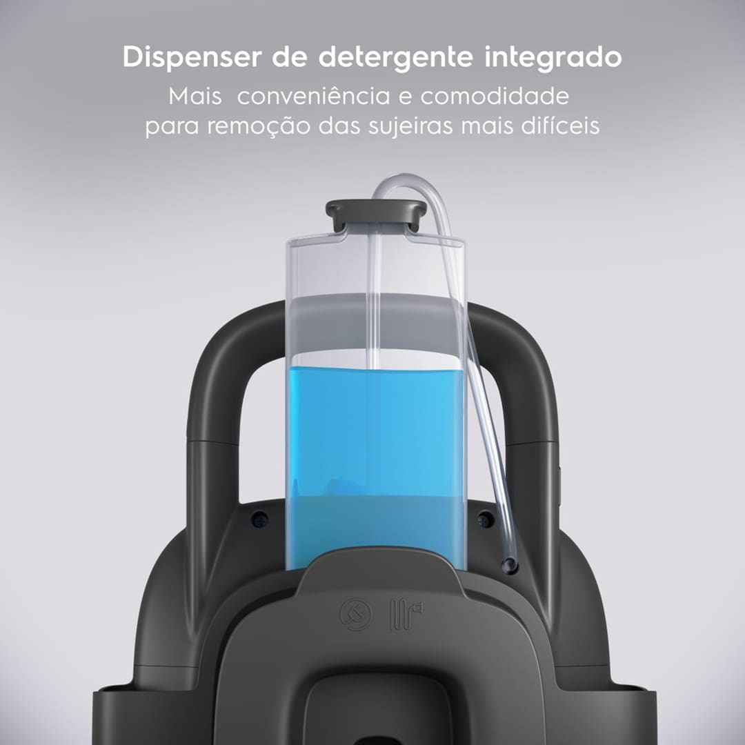 Design moderno, com suporte para acessórios: Tudo organizado e de fácil acesso durante a limpeza.