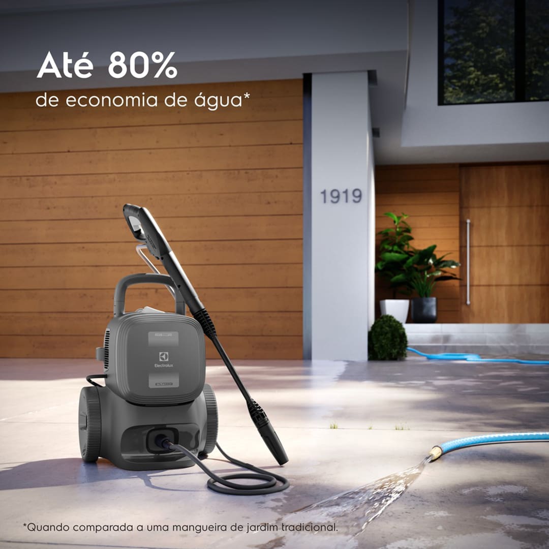 Economia de água de até 90%: Mais eficiente e sustentável do que a mangueira tradicional.