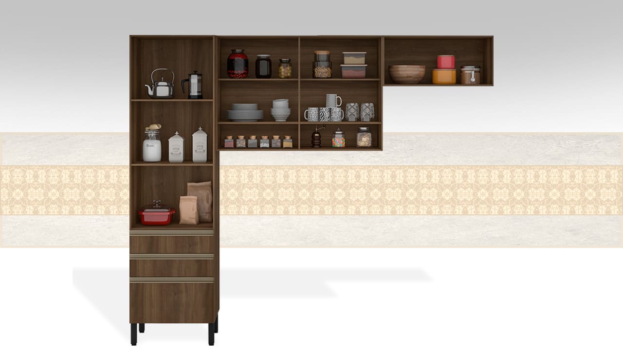 Cozinha Compacta Bartira Jaspe módulos
