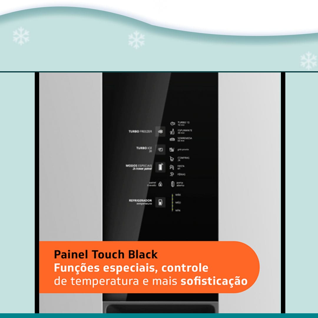 painel touch black preto botões funções especiais controle temperatura sofisticação