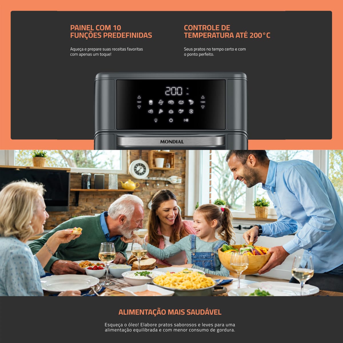 Fritadeira Air Fryer Oven Mondial AFON-12L-FG 12L ...