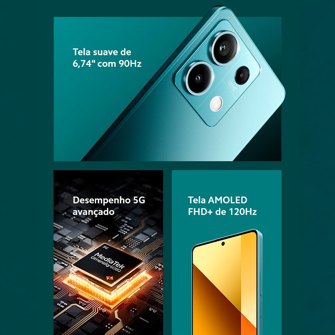 Descubra a Inovação e o Estilo com o Xiaomi Redmi Note 13 5G Azul – sua nova dimensão de tecnologia. O mundo da tecnologia móvel nunca mais será o mesmo com a chegada do revolucionário Xiaomi Redmi Note 13 5G na cor azul. Projetado para aqueles que não se contentam com o básico e buscam sempre mais em performance, design e inovação. Com 256GB de armazenamento, prepare-se para mergulhar em uma experiência sem limites, onde suas memórias, jogos e aplicativos coexistem sem comprometer a velocidade ou a eficiência. O Xiaomi Redmi Note 13 conta com processador octa-core, tela de 6.67" e 8GB RAM, tudo isso para você desfrutar de inovação e rapidez. Escolha o Xiaomi Redmi Note 13 5G Azul e eleve sua experiência móvel a um patamar nunca antes imaginado.