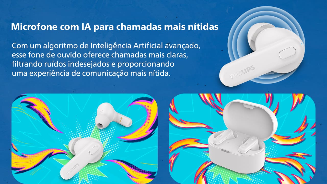 Qualidade de som superior Com um design personalizado e drivers dinâmicos de 6mm, estes fones de ouvido proporcionam uma qualidade de áudio verdadeiramente imersiva. Os drivers de alta potência melhoram a dinâmica e a profundidade dos graves para uma experiência de áudio superior, possibilitando com que você desfrute das suas músicas como nunca.
