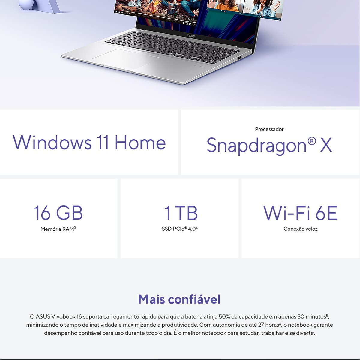 Notebook ASUS Vivobook 16 X1607QA