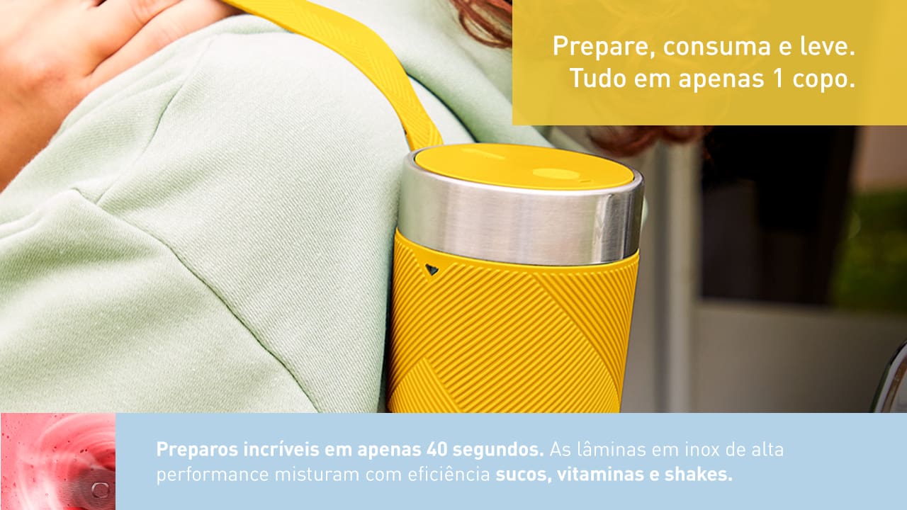 Liquidificador Portátil Arno Lightmix LP00 Amarelo.