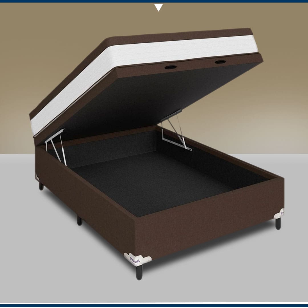 Cama Box de Solteiro Portobel Noah madeira resistente colchão solteiro prática resistente durável sono dormir decoração quarto pés estabilidade sustentação baú organização