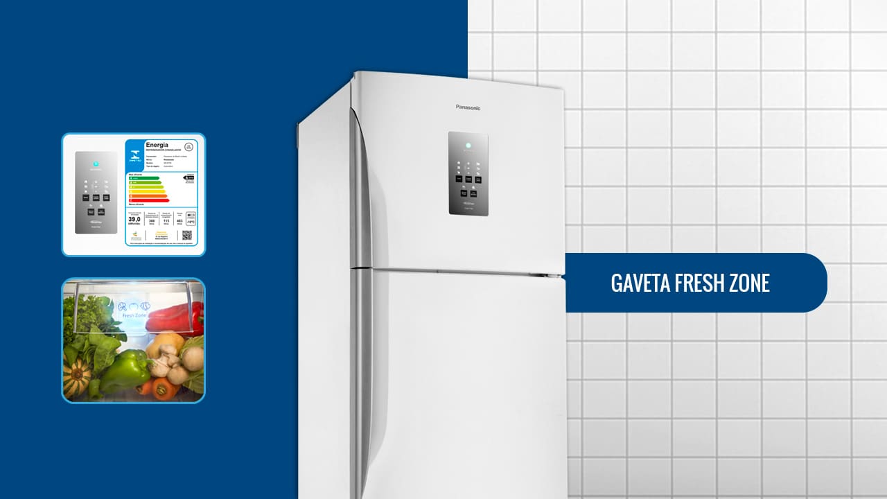 Geladeira Panasonic NR BT55PV2W Gaveta Fresh Zone