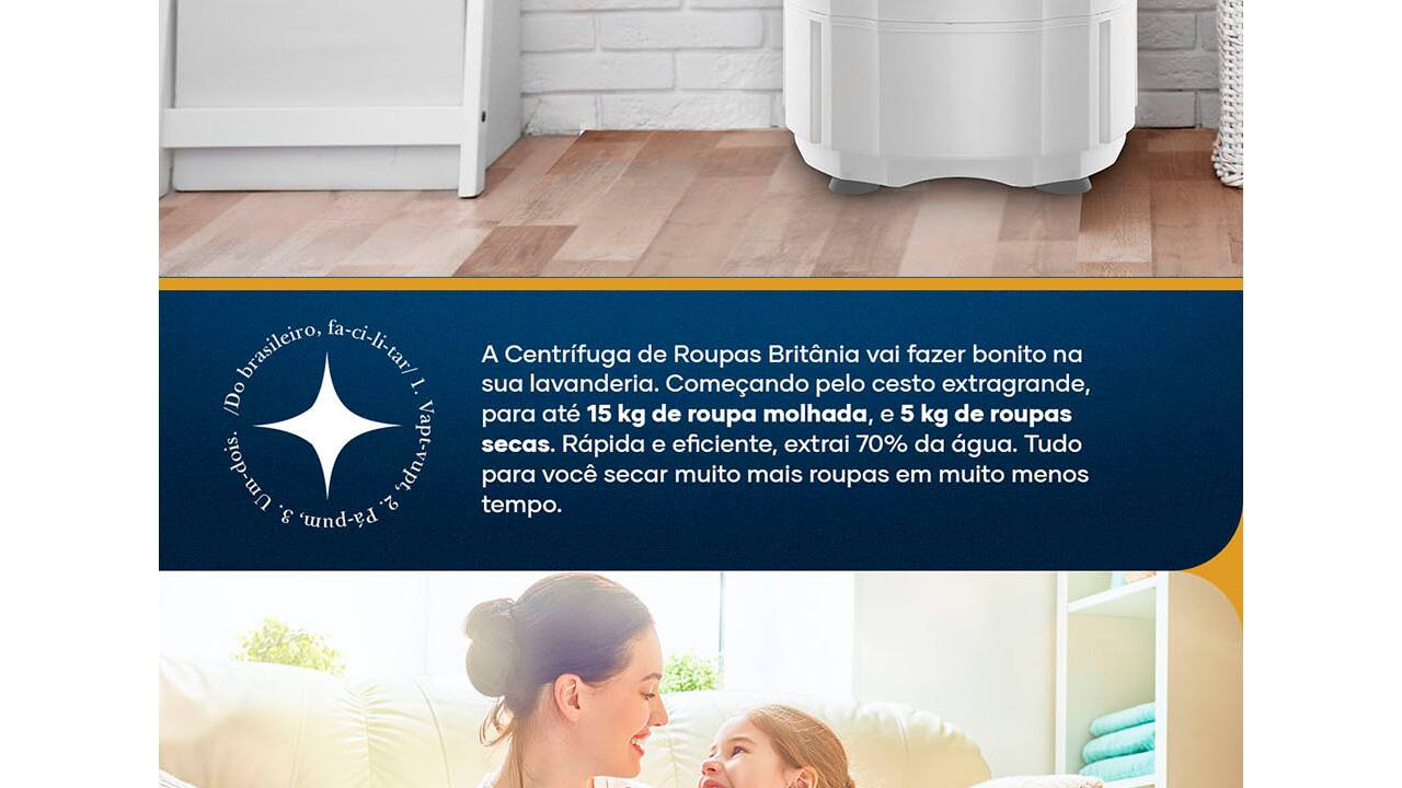 Centrífuga de Roupas Britânia BCR15B