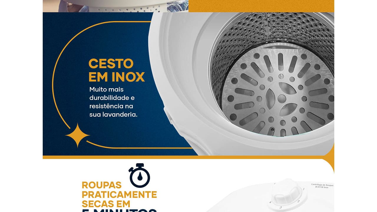 Centrífuga de Roupas Britânia BCR15B