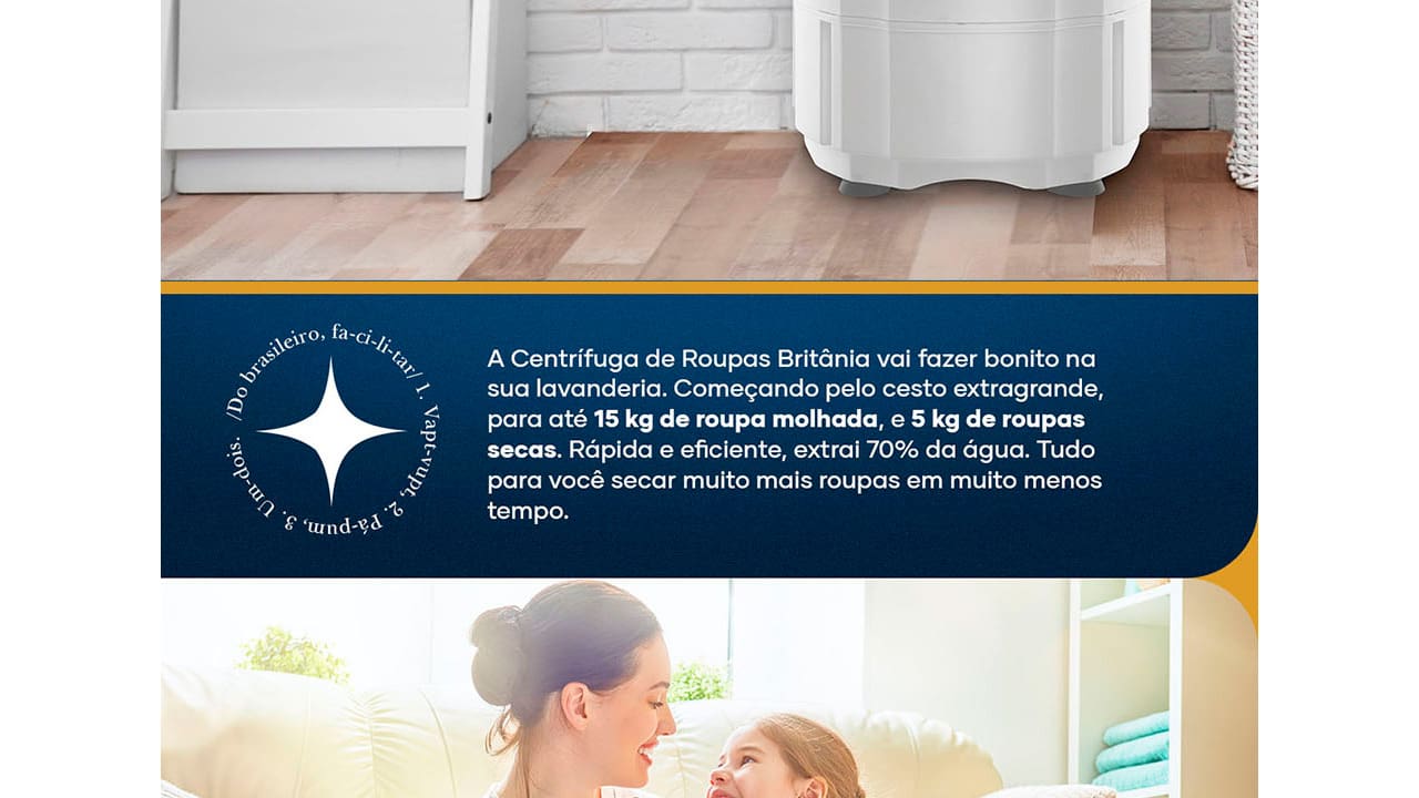 Centrífuga de Roupas Britânia BCR15B