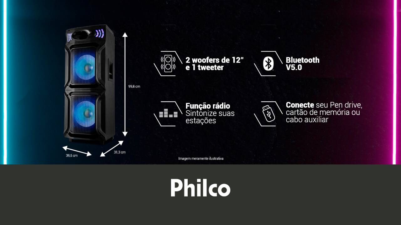 Caixa Acústica PCX15000 PR Philco