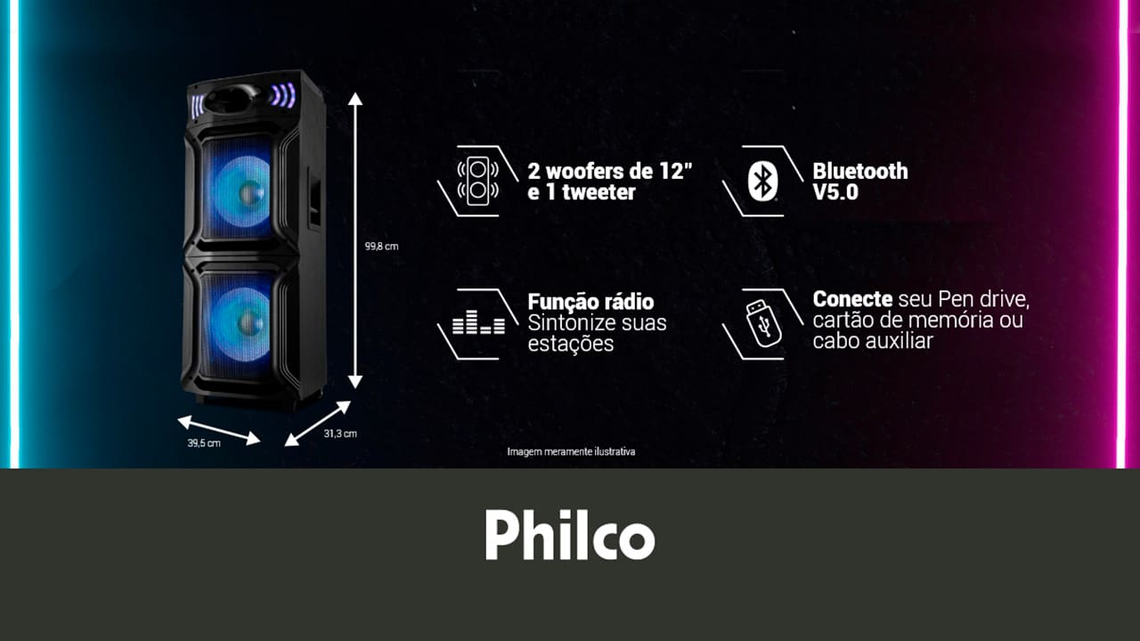 Caixa Acústica PCX15000 PR Philco