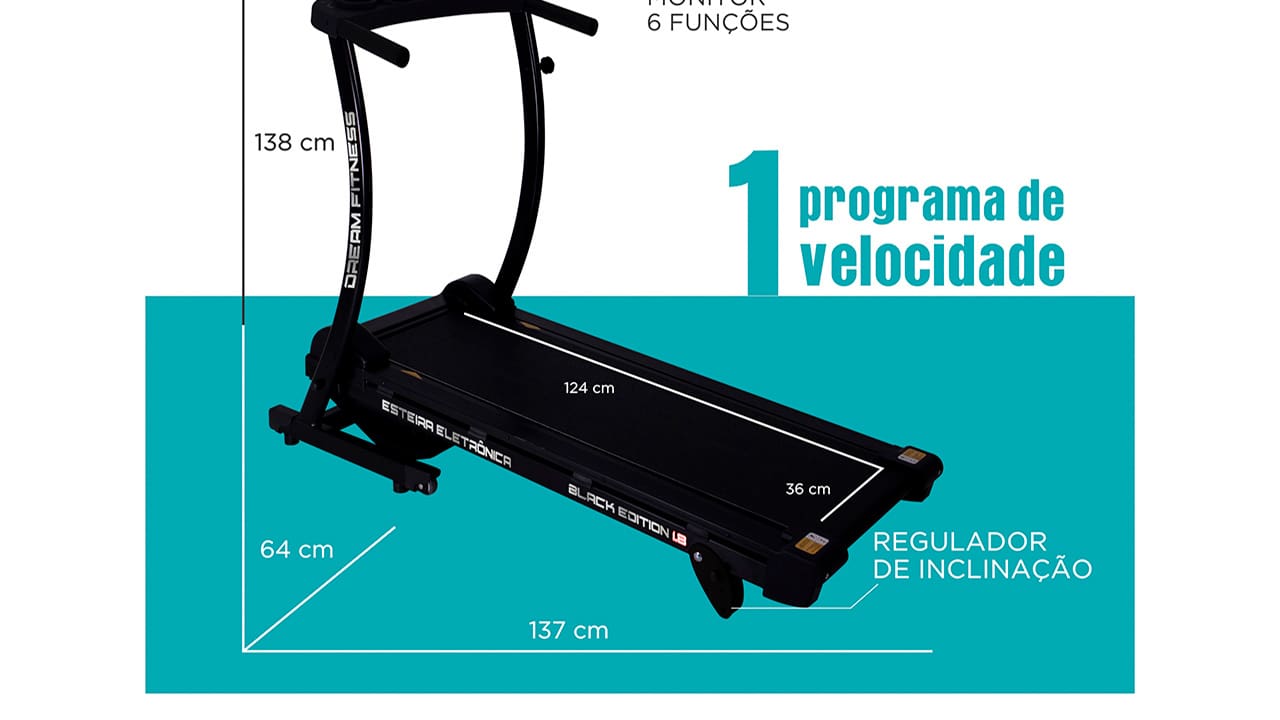 Esteira Eletrônica Dream Black Edition 1.8 Dobrável Preta