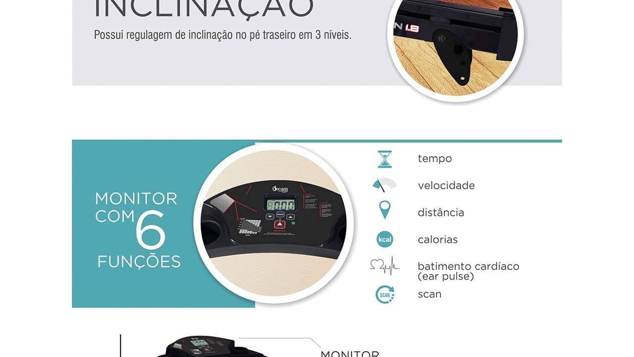 Esteira Eletrônica Dream Black Edition 1.8 Dobrável Preta