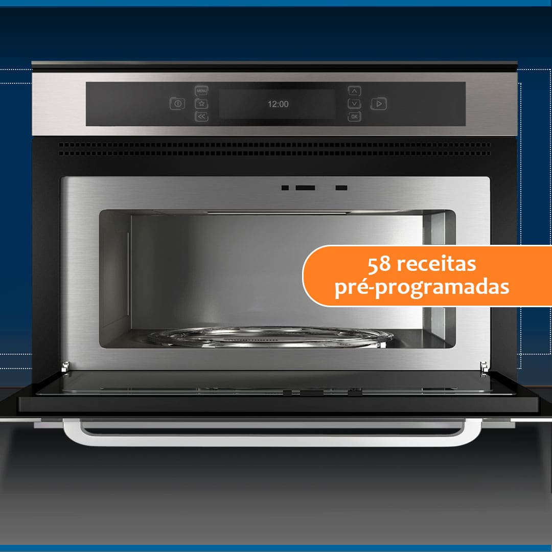 Micro-ondas Embutir Brastemp Gourmand BMO40AR 40 litros conteúdo embalagem