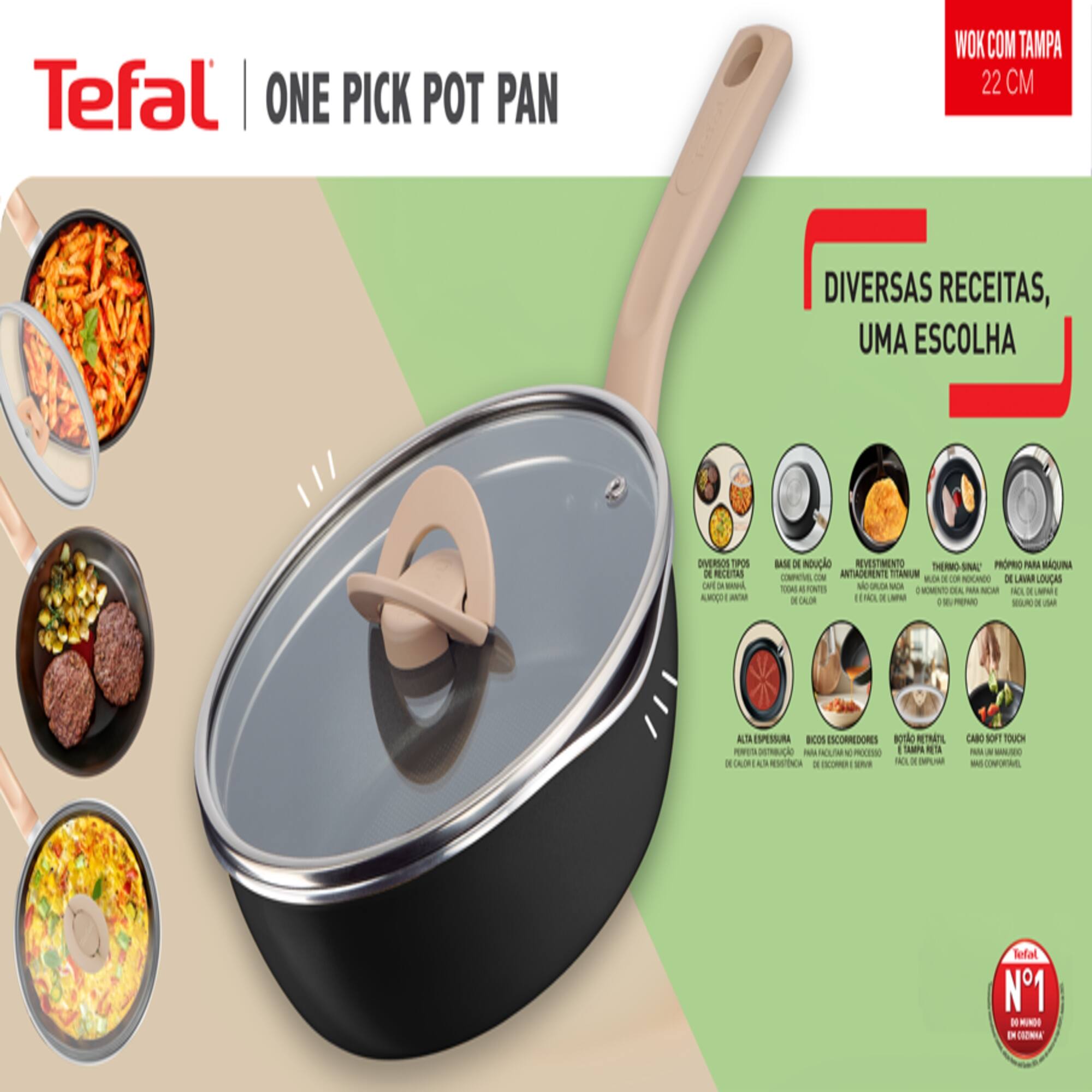 Panela Wok Tefal One Pick Pot 22cm Alumínio