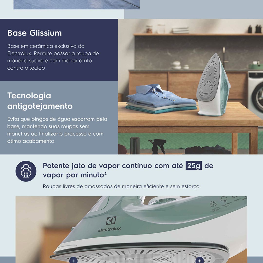 Ferro de Passar a Vapor e a Seco Electrolux
