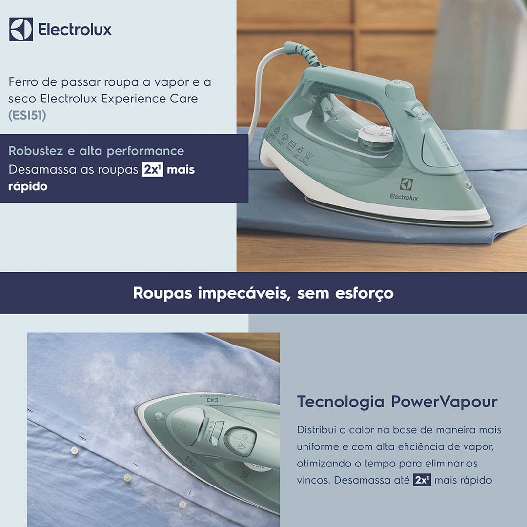Ferro de Passar a Vapor e a Seco Electrolux