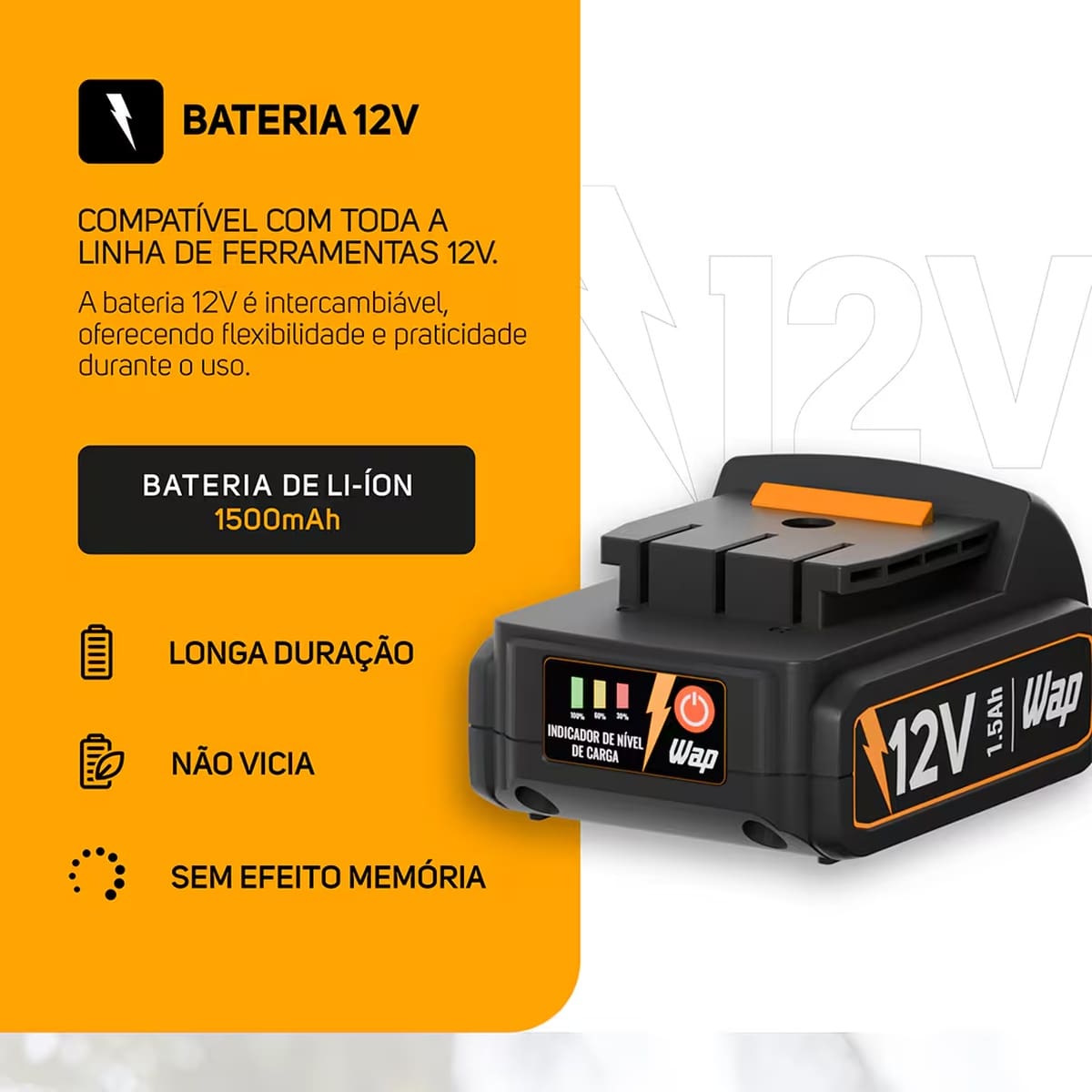 Parafusadeira e Furadeira WAP WF12K3.2 Bateria 12V