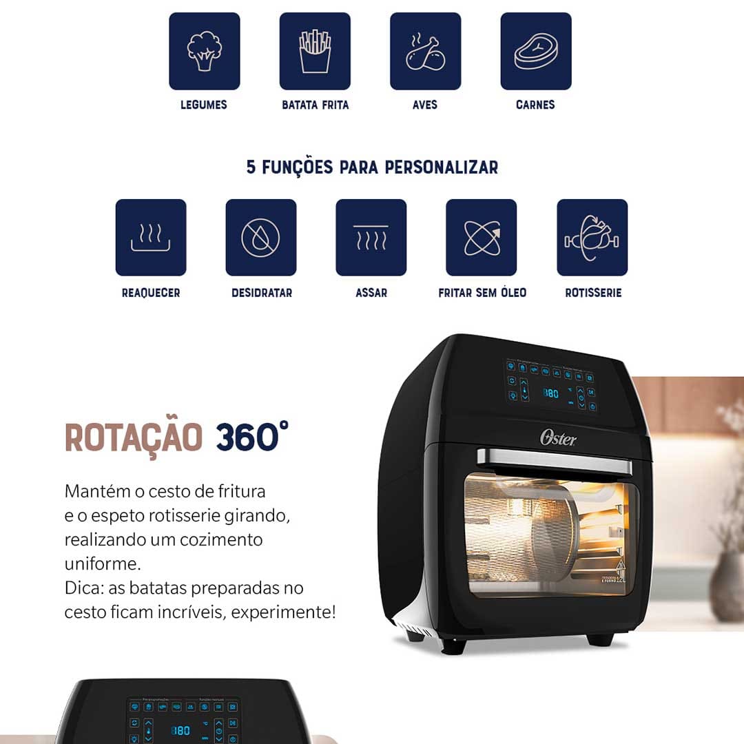 FRIT ELET OSTER OVEN OFRT780 12L PT 110V