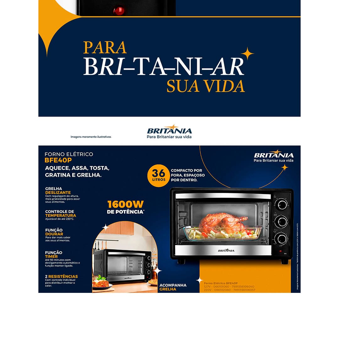 Forno Elétrico Britânia BFE40P 36L Preto