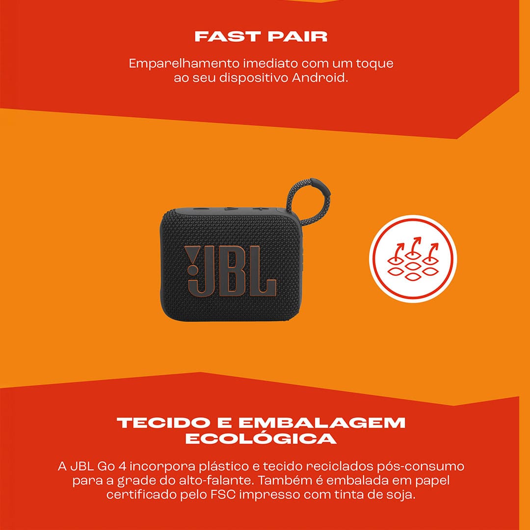 Caixa de Som Portátil JBL GO 4 com 4,2 W RMS