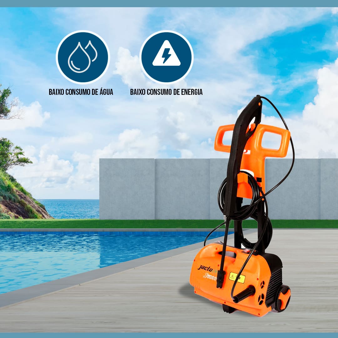 Lavadora de Alta Pressão JactoClean J6800 Stop Total Laranja Preta