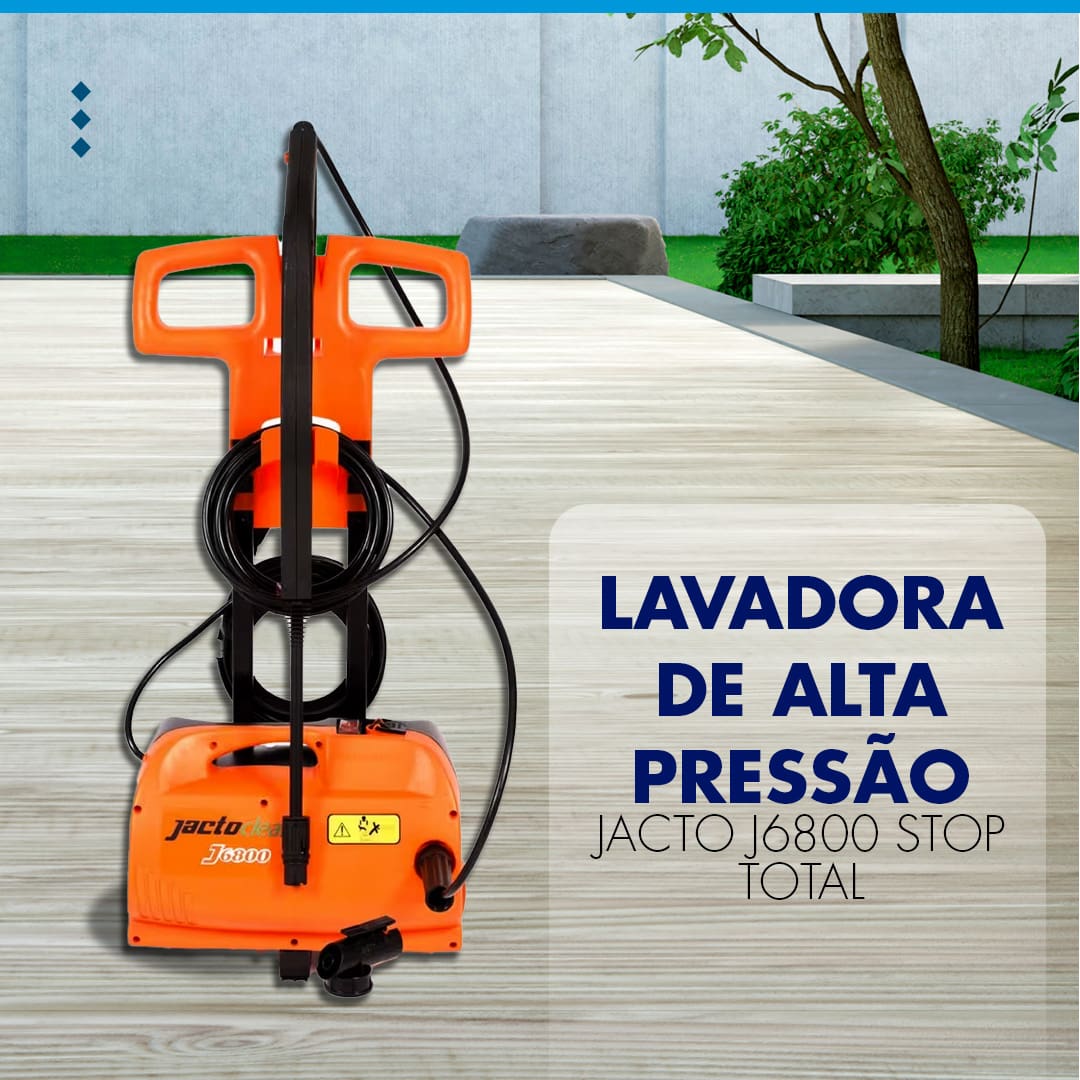 Lavadora de Alta Pressão JactoClean J6800 Stop Total Laranja Preta