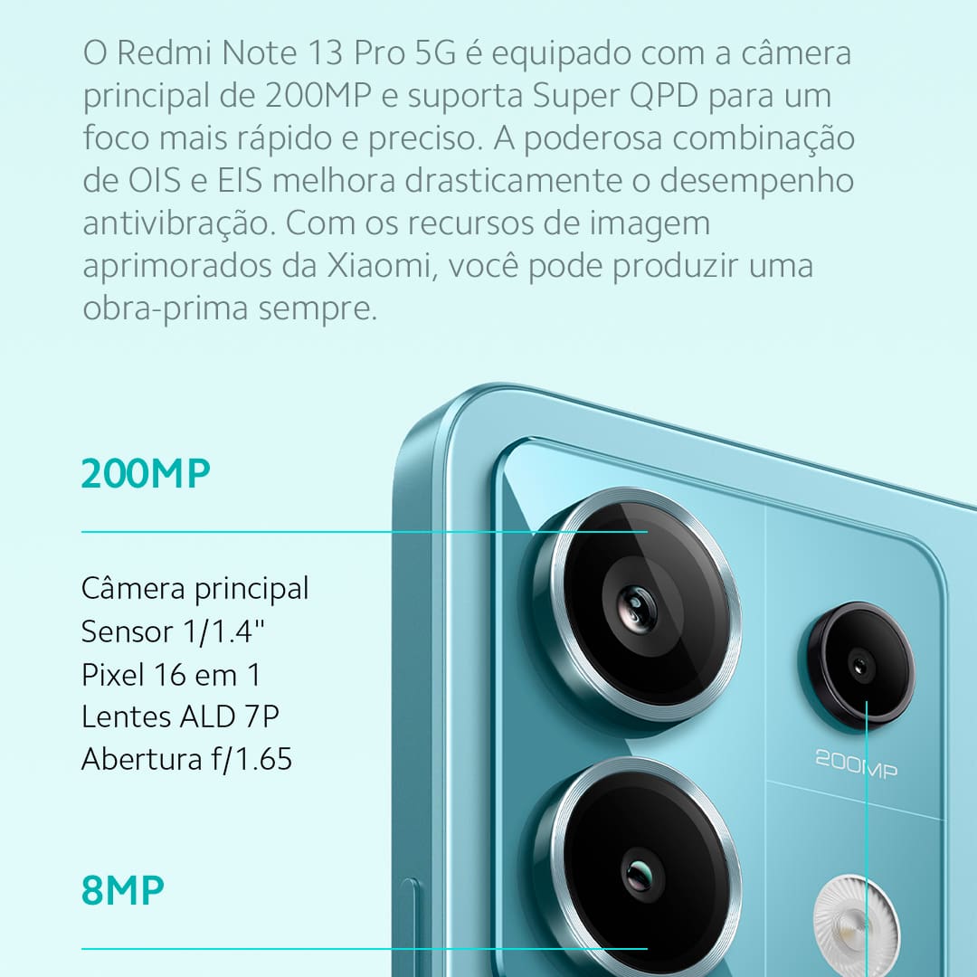 Smartphone Xiaomi Redmi Note 13 PRO 5G Preto: tecnologia e elegância em um só aparelho. Se você busca por inovação, desempenho excepcional e uma experiência móvel incomparável, o Xiaomi Redmi Note 13 PRO 5G é a escolha perfeita para você. Este smartphone foi projetado para entregar velocidade, eficiência e entretenimento.
