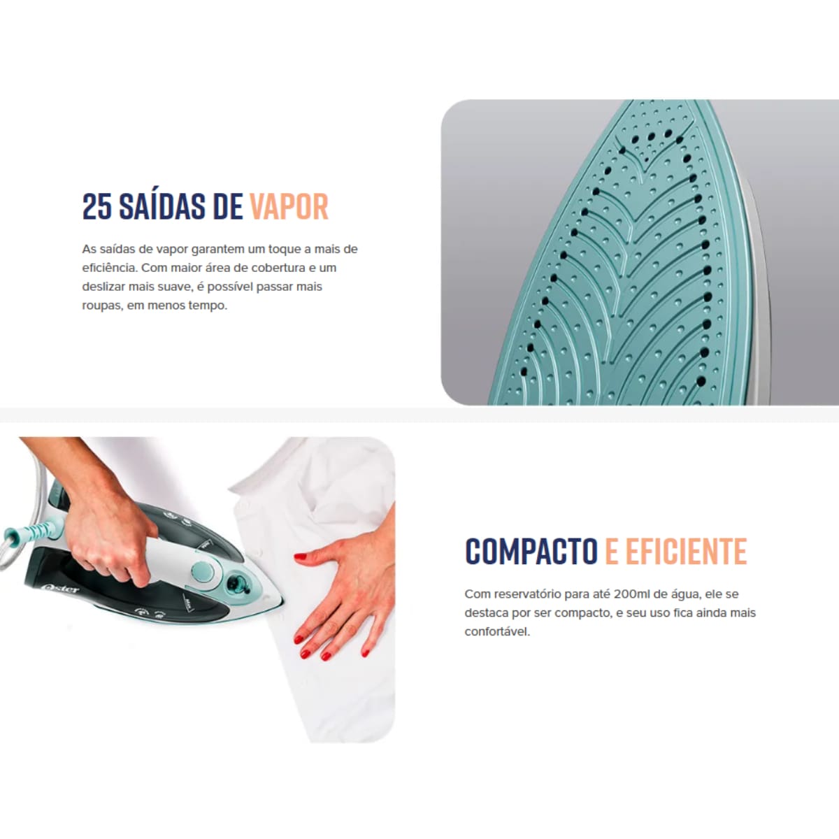 Ferro de Passar a Vapor Oster Antiaderente Verde c...
