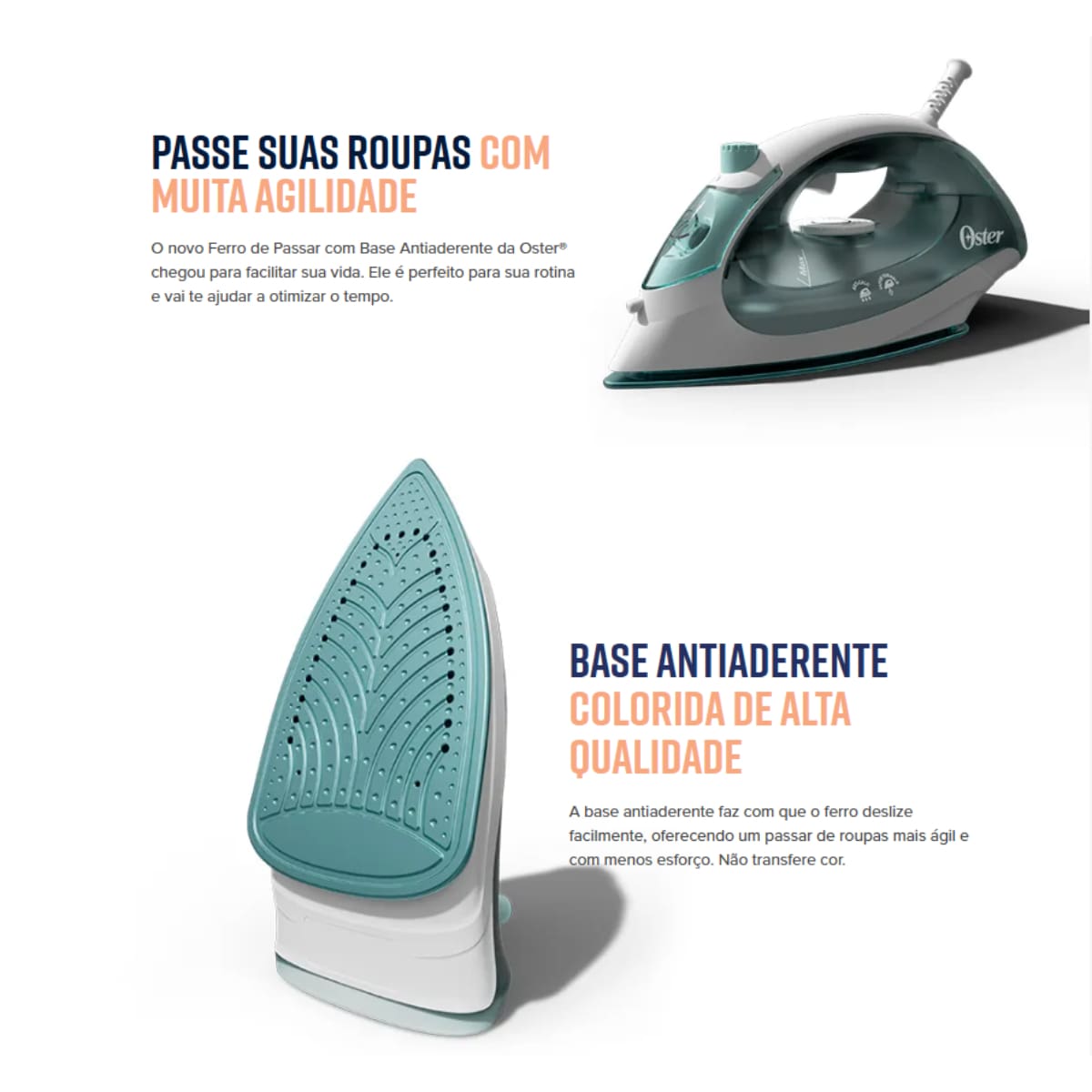 Ferro de Passar a Vapor Oster Antiaderente Verde c...