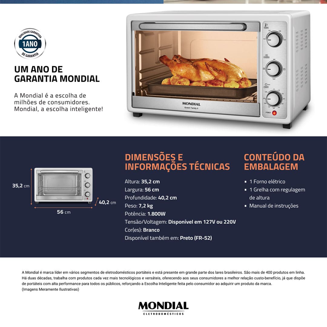 Forno Elétrico Mondial Line Grand Family II