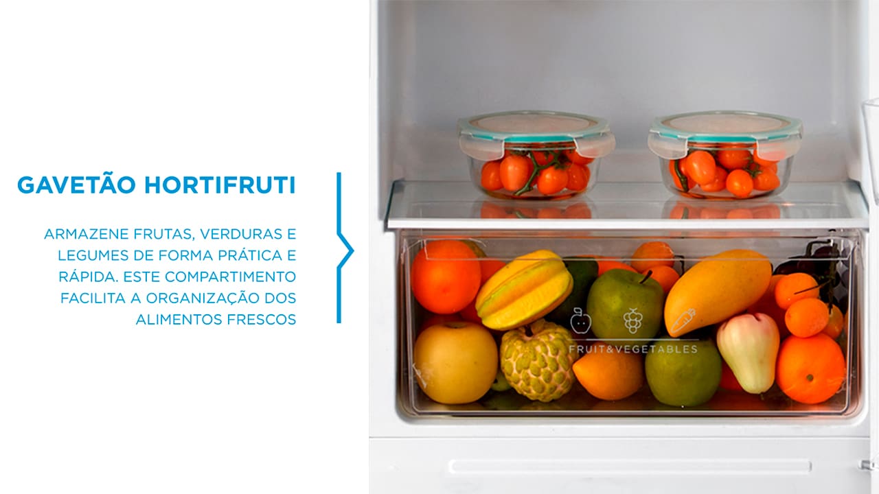 Amplo espaço para manter seus alimentos fresquinhos. Ideal para quem precisa de espaço e eficiência. Com uma capacidade total de 294 litros, sendo 69 litros dedicados ao freezer e 225 litros ao refrigerador, ela proporciona amplo espaço para armazenar todos os seus alimentos e bebidas de forma organizada. Seu design prático e moderno se adapta facilmente a qualquer cozinha.