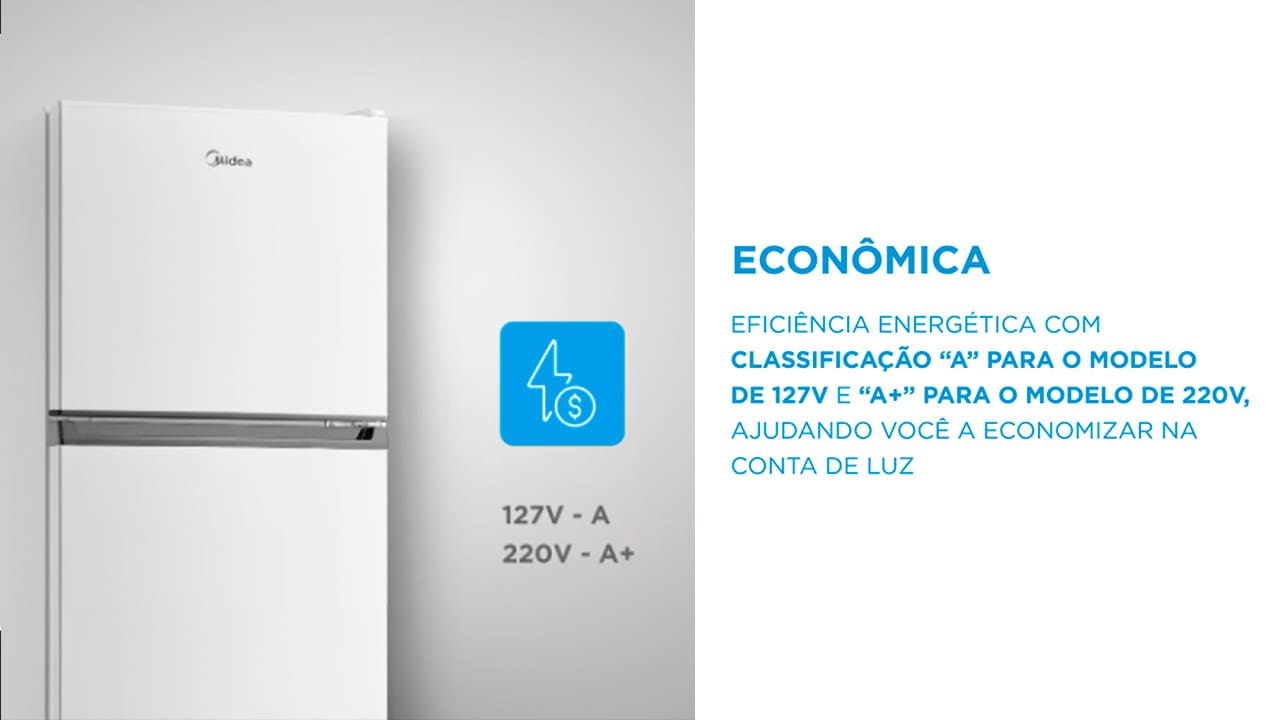 Amplo espaço para manter seus alimentos fresquinhos. Ideal para quem precisa de espaço e eficiência. Com uma capacidade total de 294 litros, sendo 69 litros dedicados ao freezer e 225 litros ao refrigerador, ela proporciona amplo espaço para armazenar todos os seus alimentos e bebidas de forma organizada. Seu design prático e moderno se adapta facilmente a qualquer cozinha.