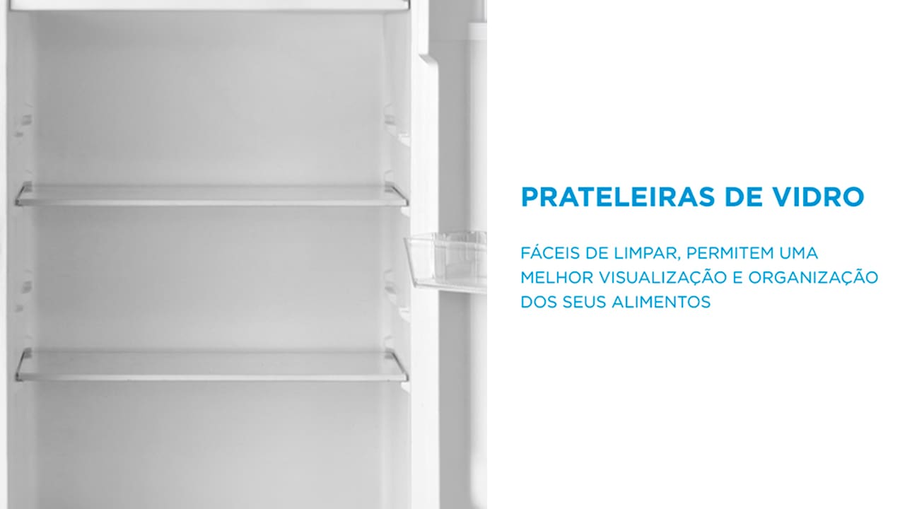 Amplo espaço para manter seus alimentos fresquinhos. Ideal para quem precisa de espaço e eficiência. Com uma capacidade total de 294 litros, sendo 69 litros dedicados ao freezer e 225 litros ao refrigerador, ela proporciona amplo espaço para armazenar todos os seus alimentos e bebidas de forma organizada. Seu design prático e moderno se adapta facilmente a qualquer cozinha.