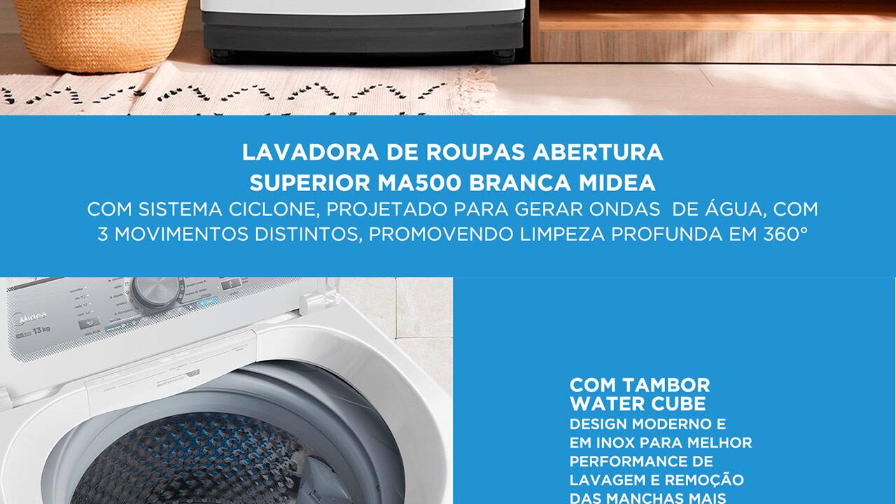 Lavadora de Roupas Midea MA500W13/WG 13kg Branca