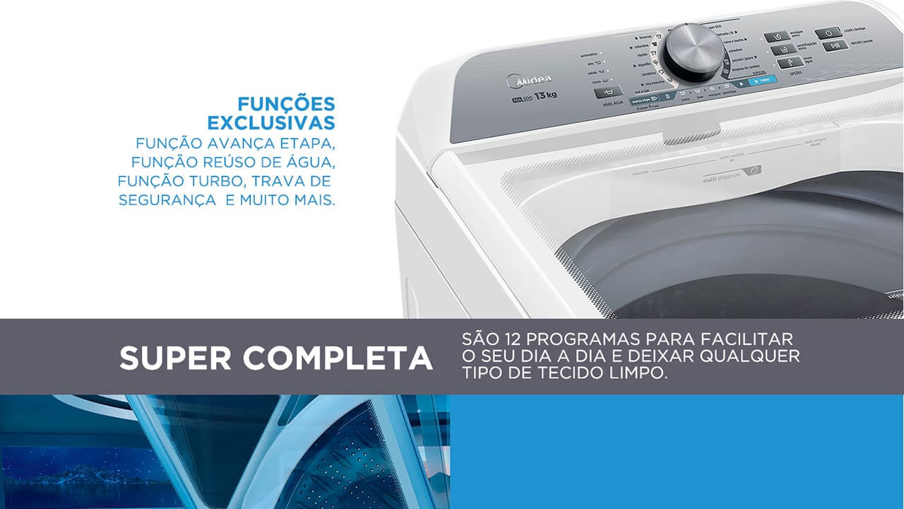 Lavadora de Roupas Midea MA500W13/WG 13kg Branca