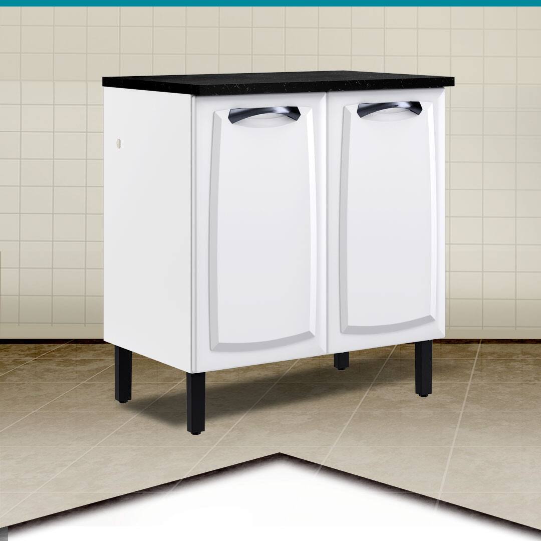 Balcão Duplo Itatiaia New Premium espaço extra hora itens cozinha bonito estrutura decoração ambiente aço revestimento pintura pó acabamento módulo durável