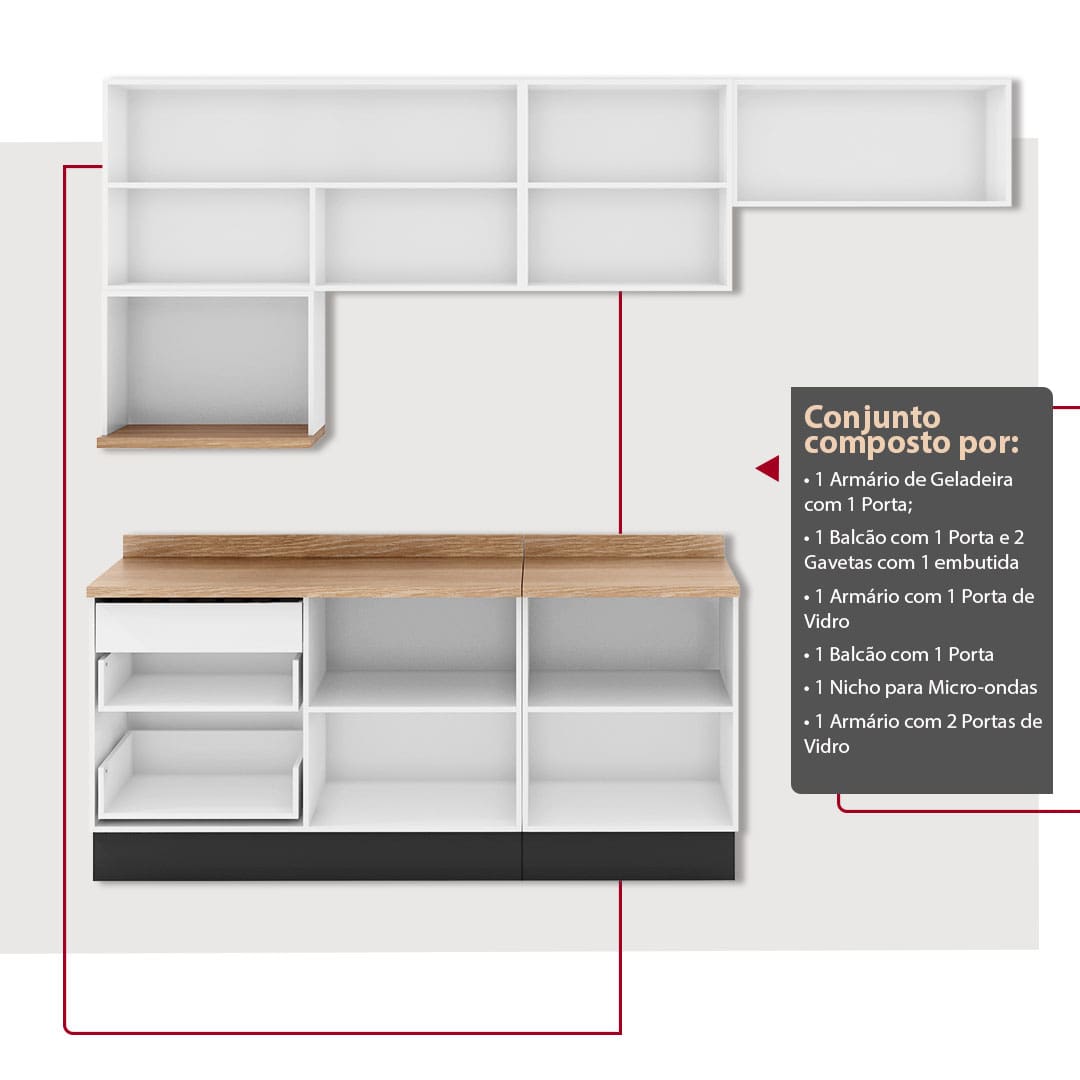 Cozinha Completa Bartira Linea armários