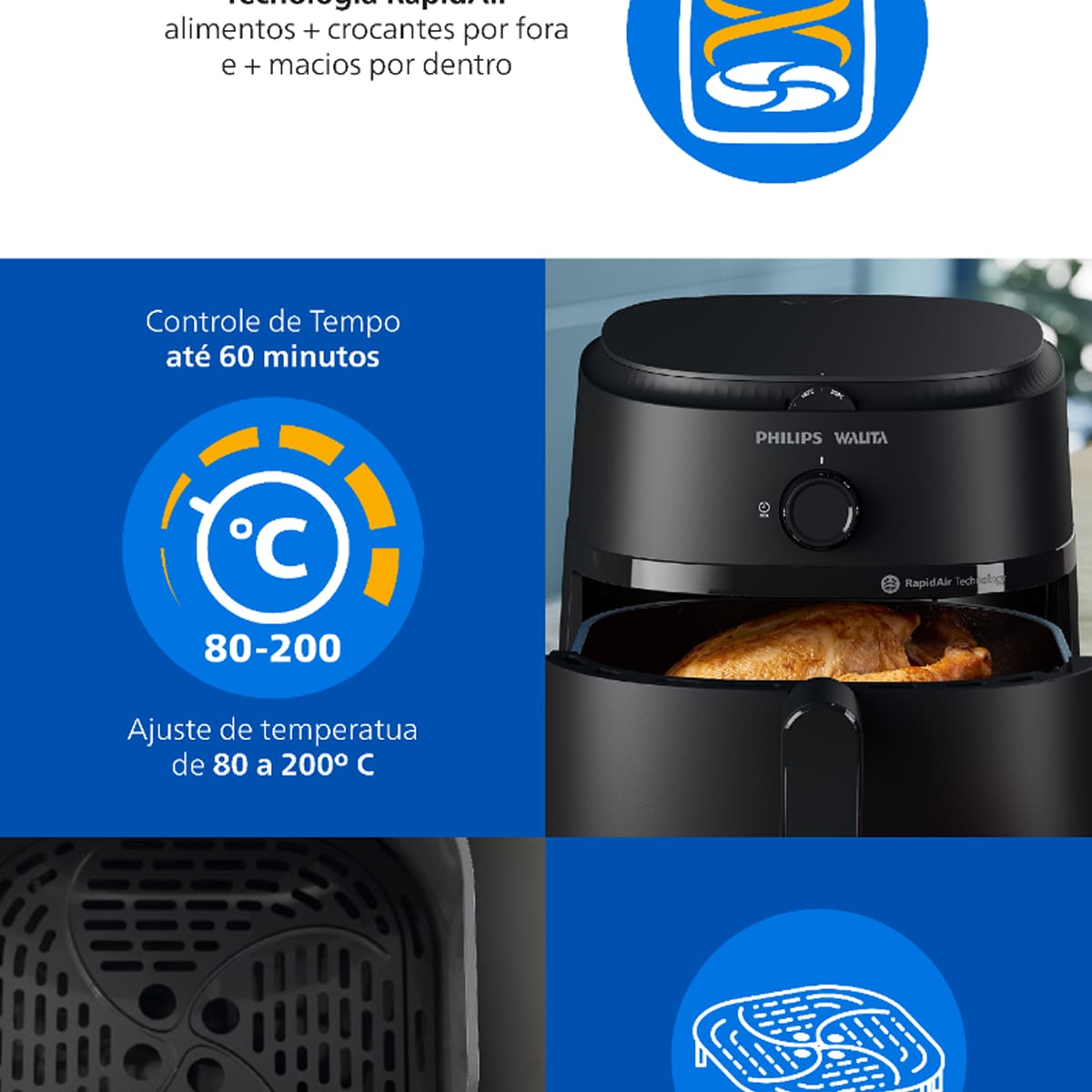 Fritadeira Airfryer Philips Walita Série 1000 XL 6,2L 1700W