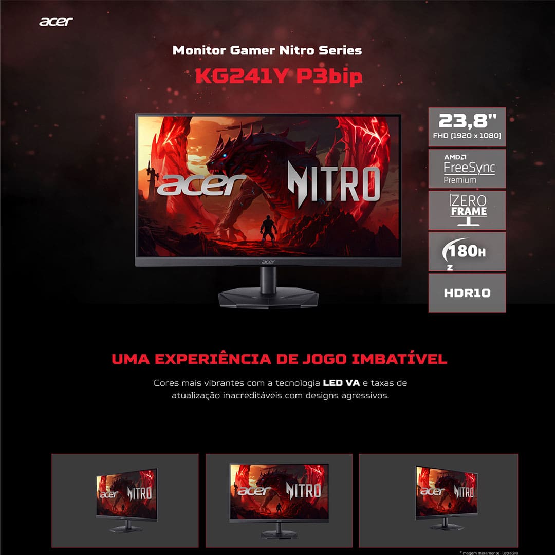 Monitor Gamer 23.8" Acer Nitro series KG241Y