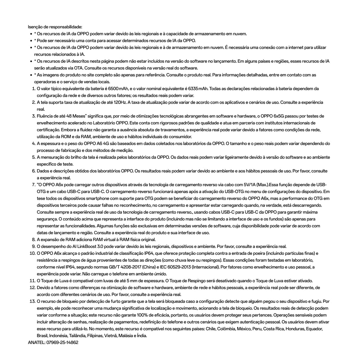 Smartphone OPPO A6X 4G Tela 6.75” 128GB Câmera 13MP Azul