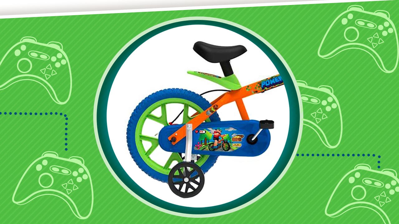 Bicicleta Infantil Brinquedos Bandeirante Power Game Aro 14 rodinhas laterais