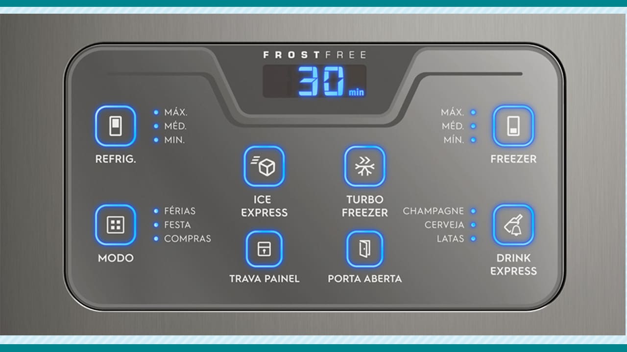 Refrigerador Electrolux Bottom DB53X Painel Blue Touch