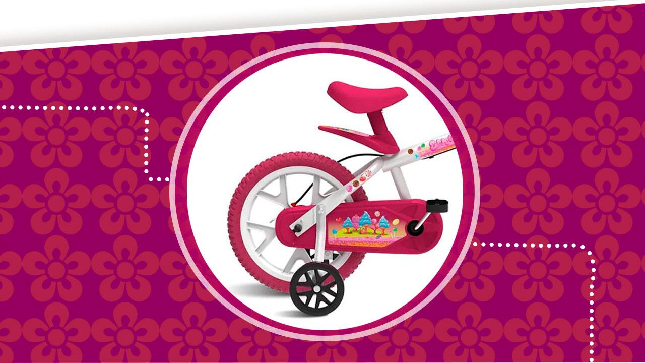 Bicicleta Infantil Brinquedos Bandeirante Sweet Game Aro 14 rodinhas laterais