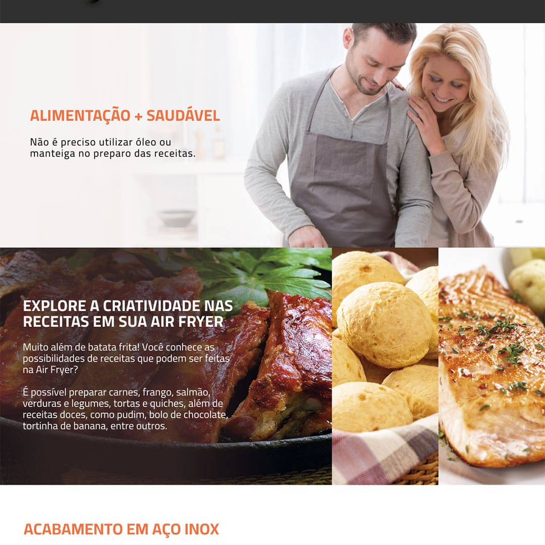 Fritadeira Elétrica Sem Óleo Air Fryer Mondial AF-36-FB 3,6L - Preta - 110V