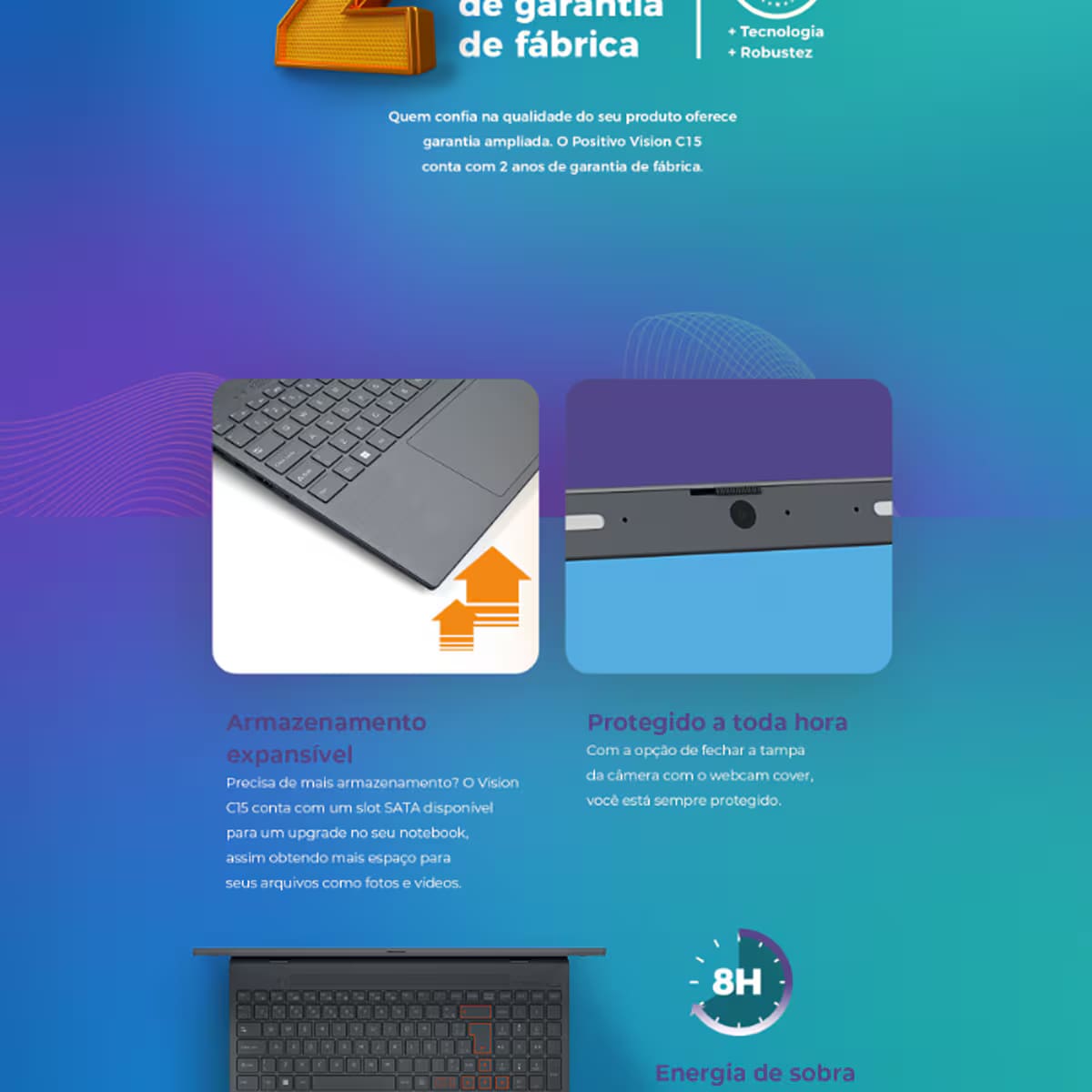 Notebook Positivo Intel Celeron Dual Core 4GB RAM 128GB eMMC Tela 15,6" Windows 11 - Vision i15 